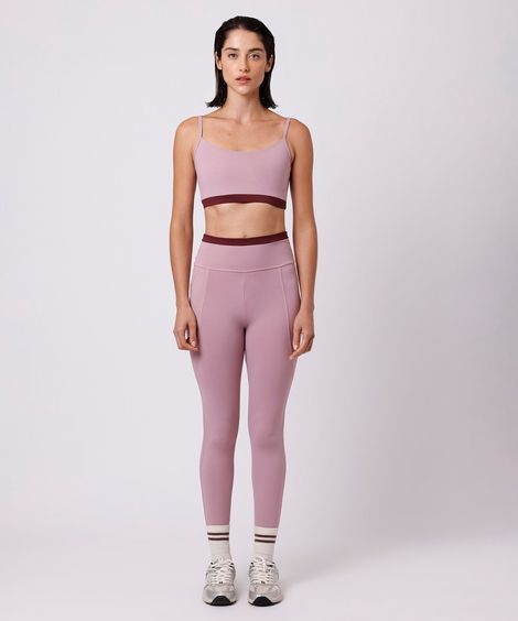calça legging feminina com bolsos mindset sport rosa