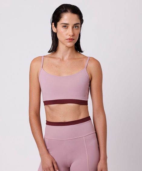 top esportivo feminino com recorte mindset sport rosa