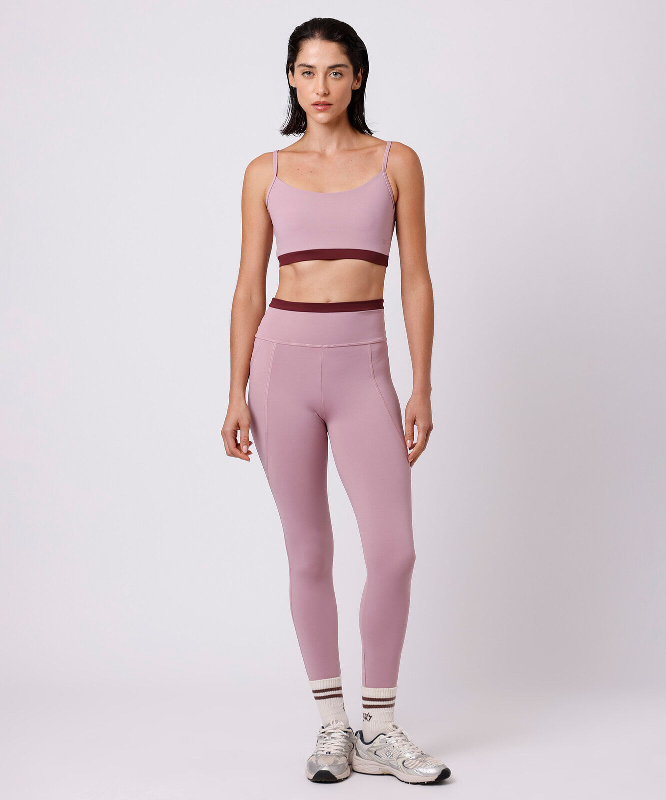 top esportivo feminino com recorte mindset sport rosa