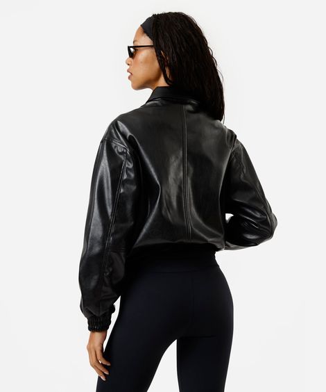 jaqueta bomber feminina de poliuretano preta