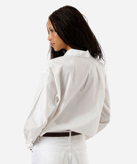 camisa balonê feminina de algodão manga longa off white