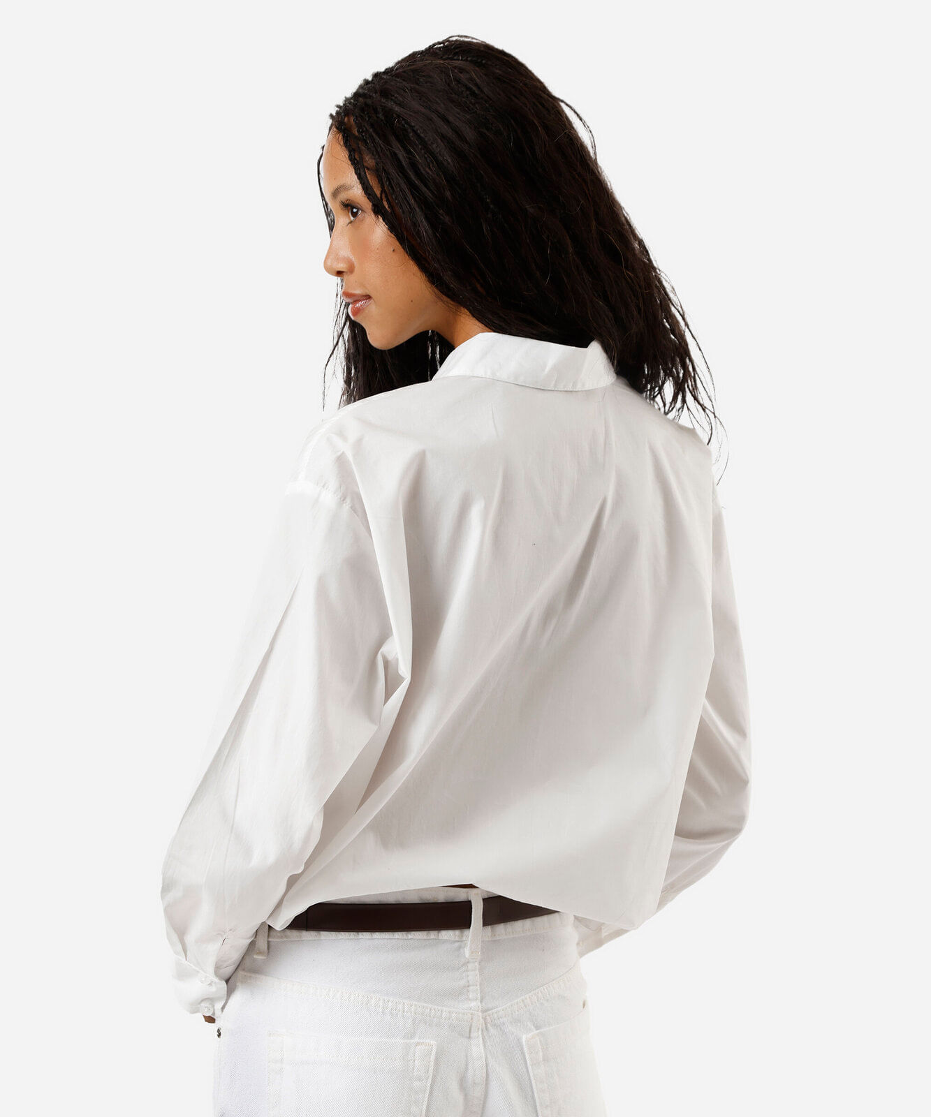 camisa balonê feminina de algodão manga longa off white