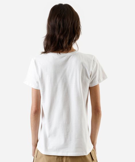 camiseta feminina de algodão stitch off white