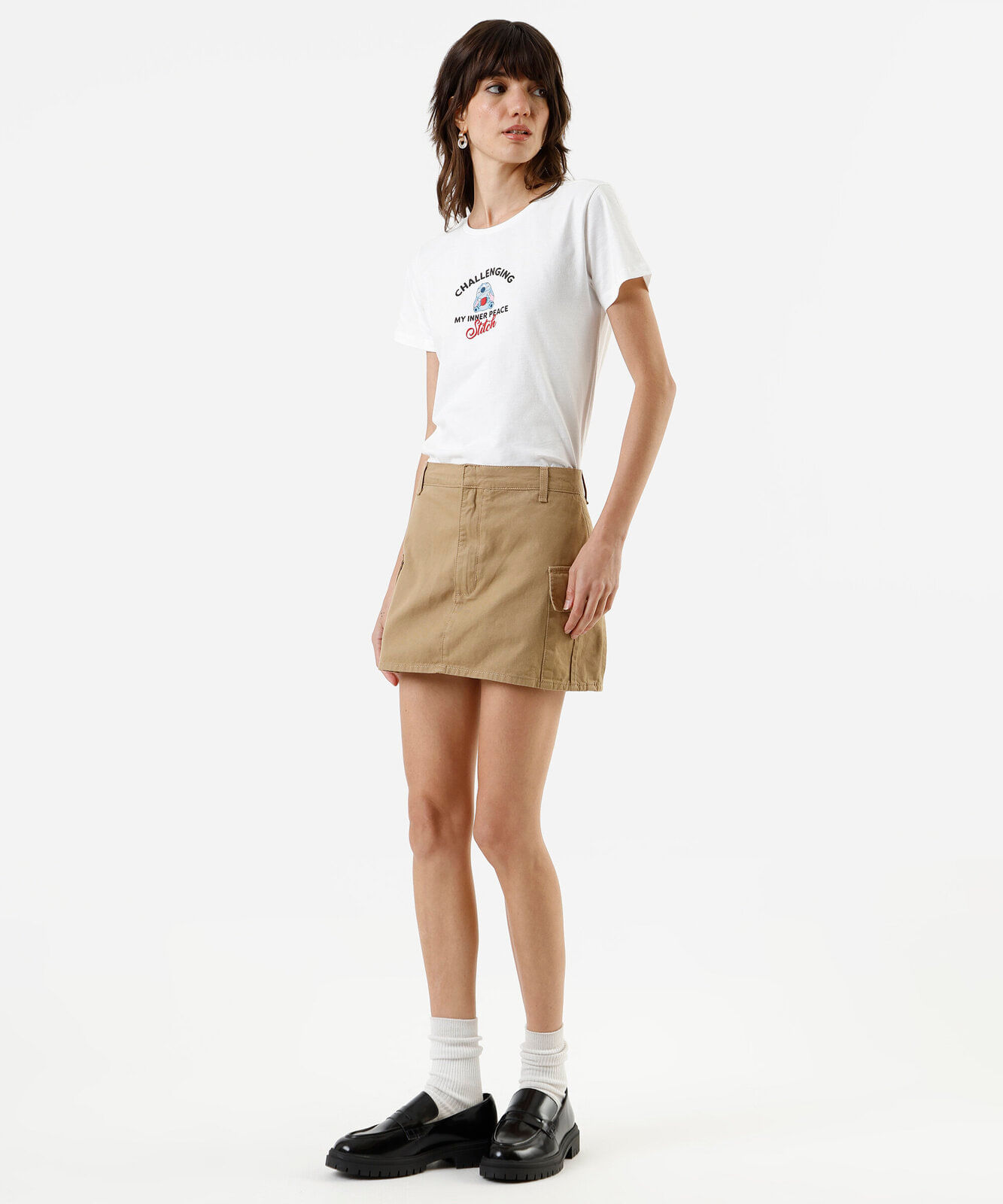 camiseta feminina de algodão stitch off white