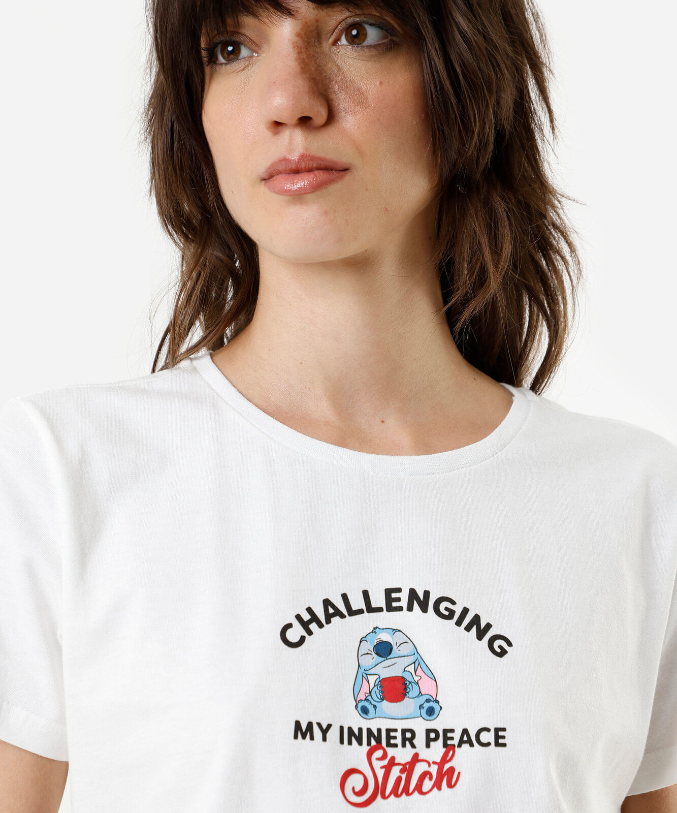 camiseta feminina de algodão stitch off white