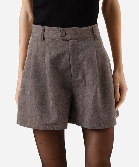 short de alfaiataria feminino texturizado marrom