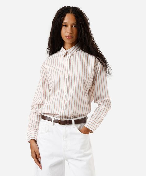 camisa oversized feminina manga longa listrada off white