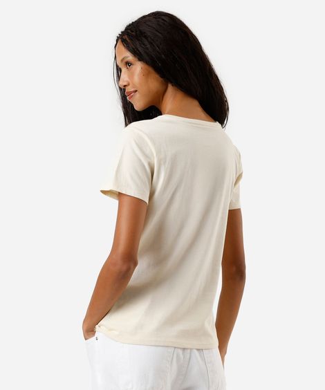 camiseta feminina de algodão amor que floresce bege