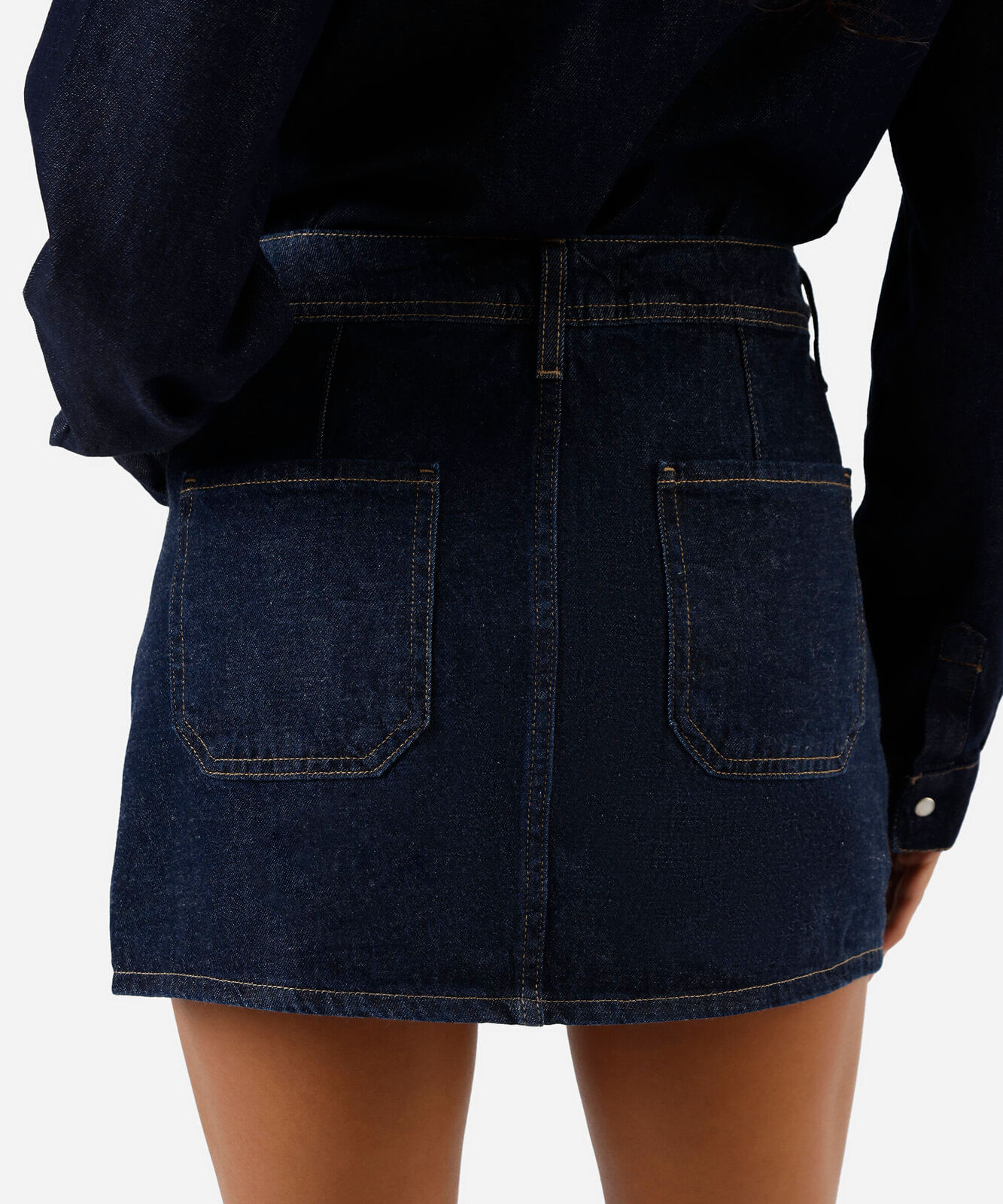 short saia cargo feminino jeans cintura média azul
