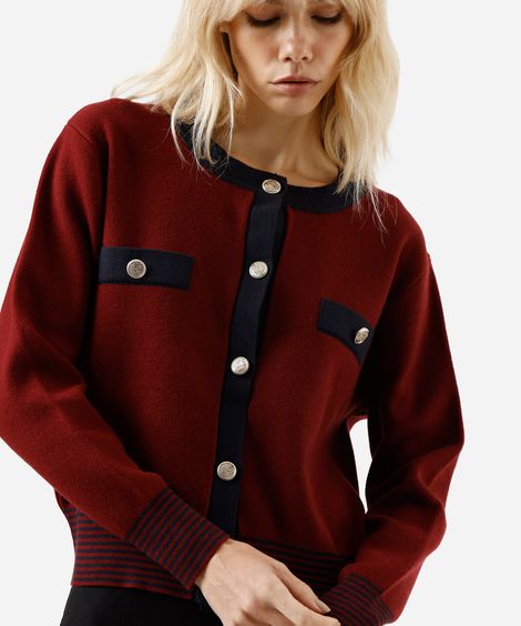 casaco feminino de tricot  vinho