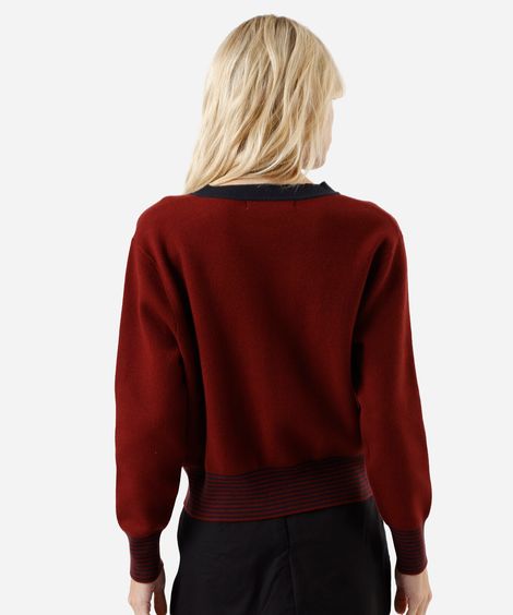 casaco feminino de tricot  vinho