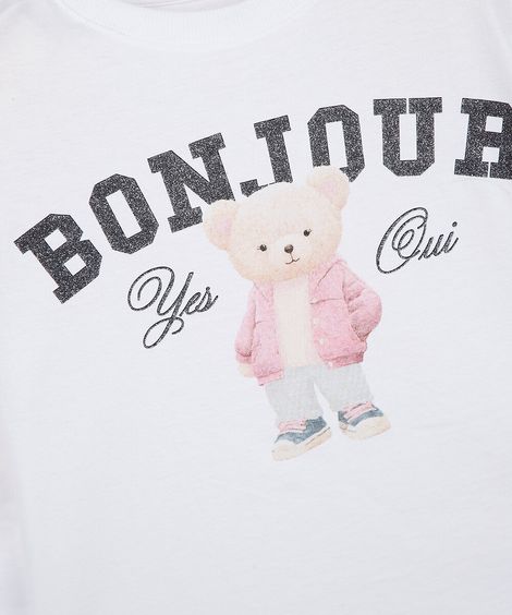 blusa infantil de algodão estampada com glitter off white