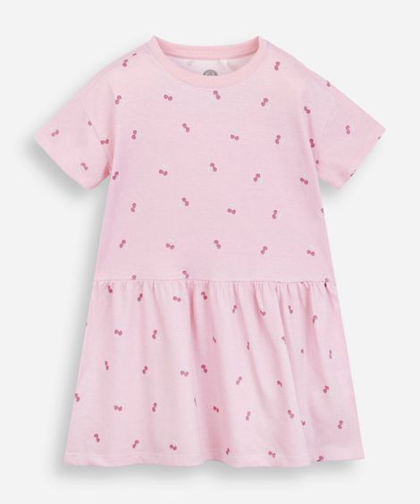 vestido infantil de algodão cerejas colorido