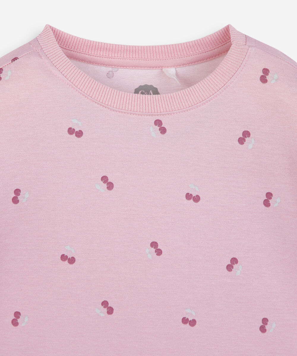 vestido infantil de algodão cerejas colorido
