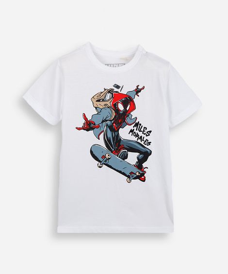 camiseta infantil de algodão homem aranha  off white