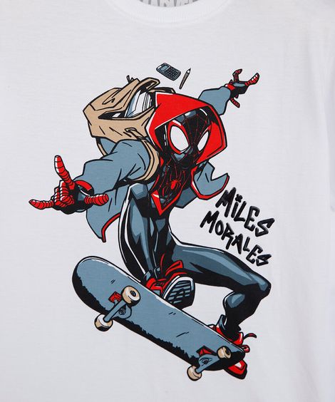 camiseta infantil de algodão homem aranha  off white