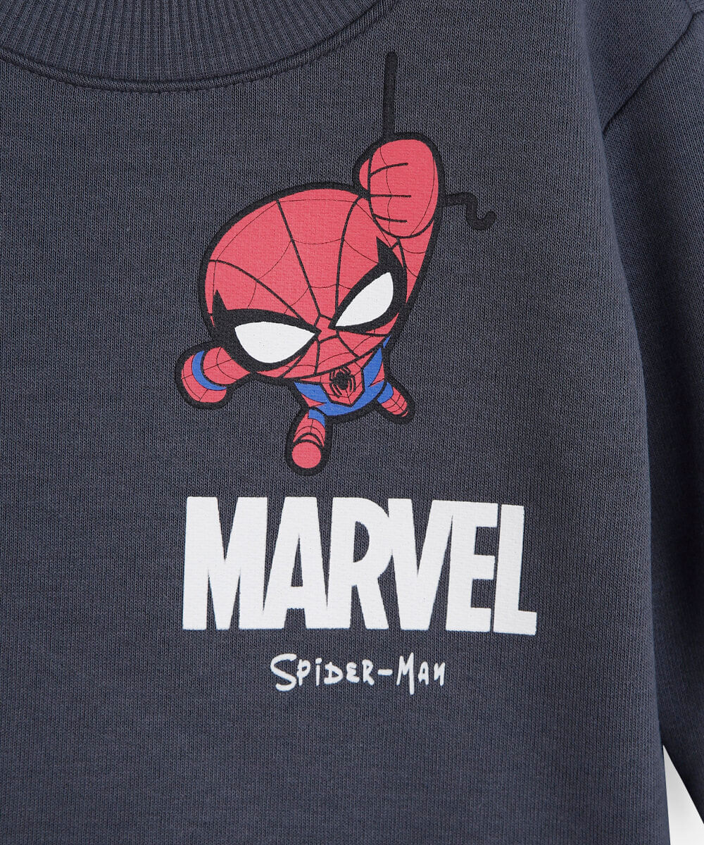 conjunto longo infantil de moletom homem aranha cinza