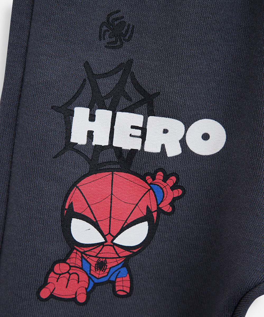 conjunto longo infantil de moletom homem aranha cinza
