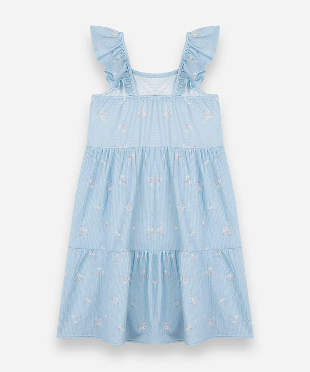 vestido infantil com recortes e babados floral colorido