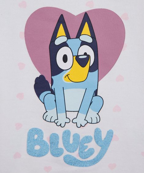 blusão infantil de moletom bluey com glitter off white