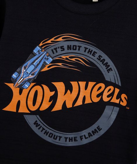 camiseta infantil com algodão manga longa hot wheels preta