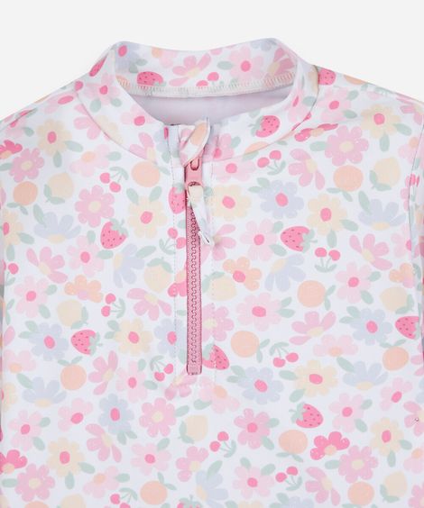 conjunto de praia infantil floral com babado colorido