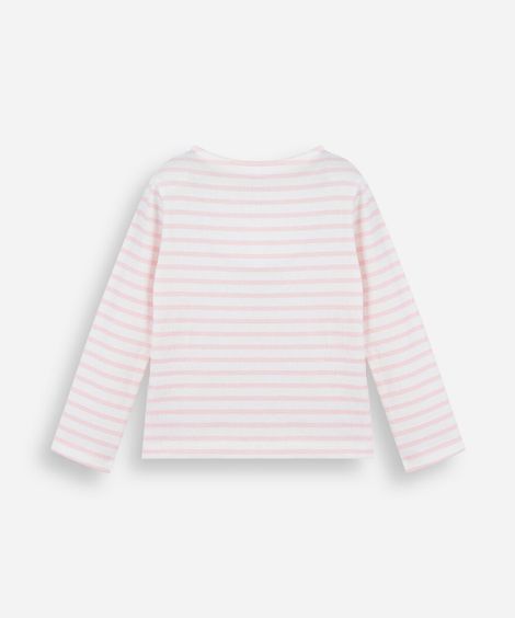 blusa infantil de algodão com laços listrada canelada rosa