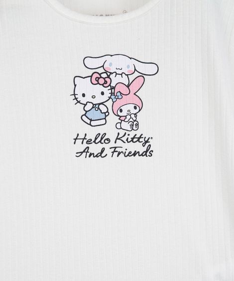 pijama curto infantil hello kitty canelado off white