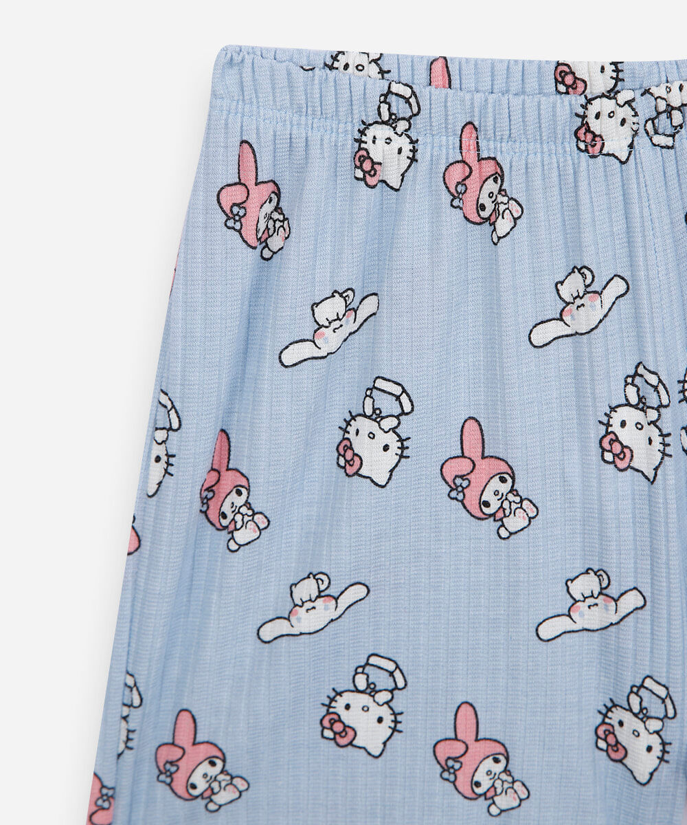pijama curto infantil hello kitty canelado off white