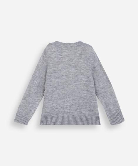 cardigan infantil de tricot com laços cinza