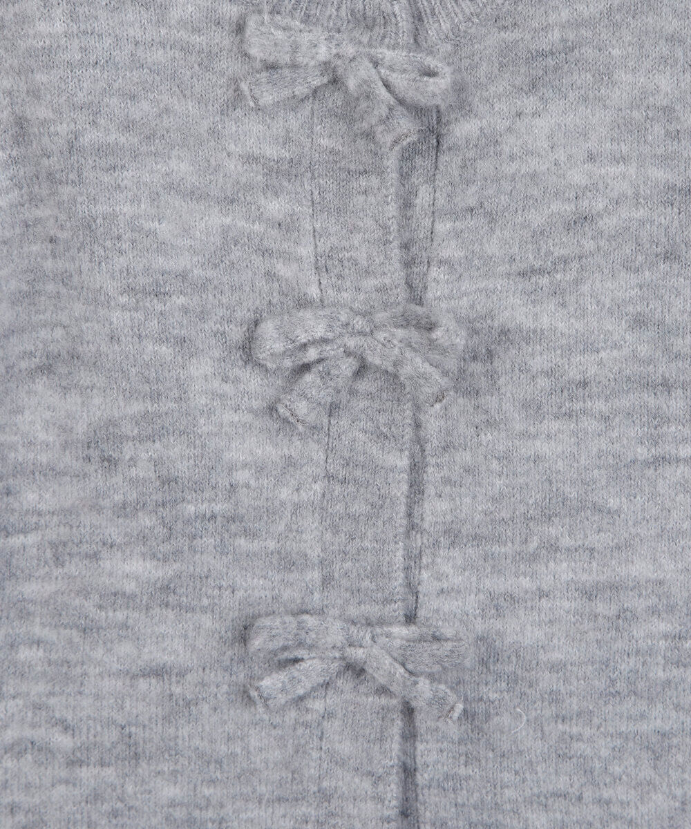 cardigan infantil de tricot com laços cinza