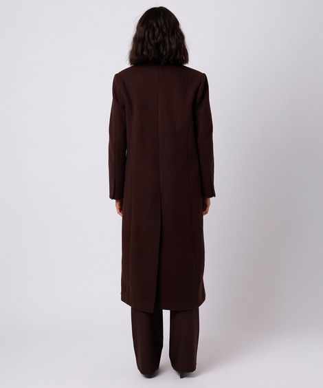 casaco longo feminino texturizado mindset marrom