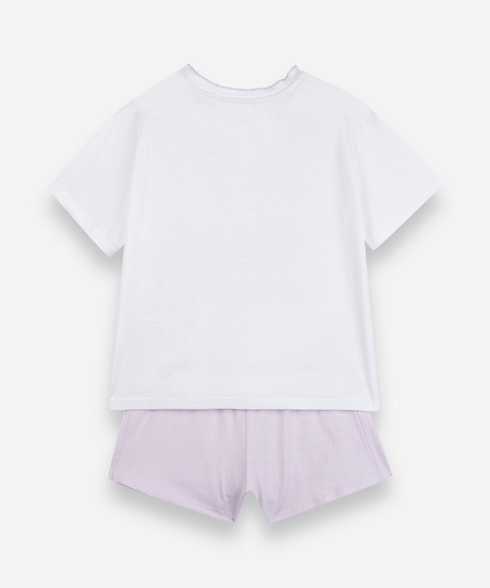 pijama curto infantil de algodão capivara off white