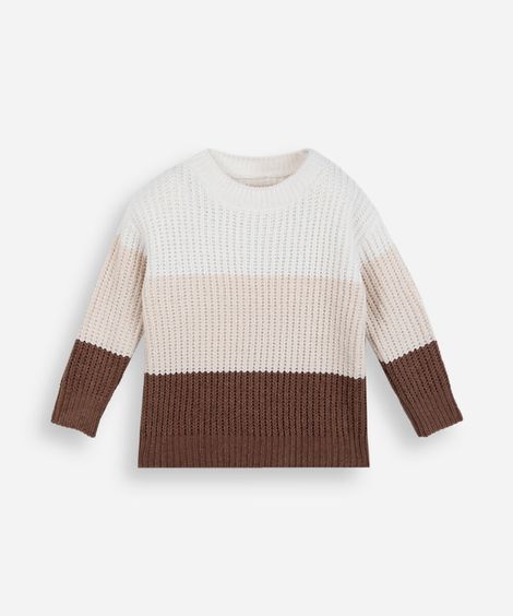 suéter de tricot infantil listrada marrom