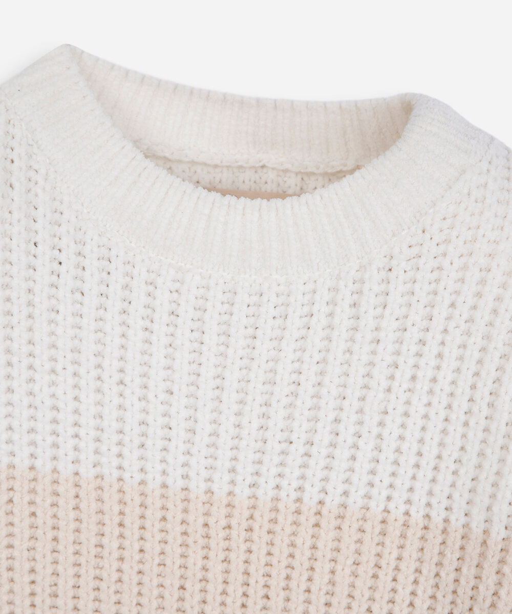 suéter de tricot infantil listrada marrom