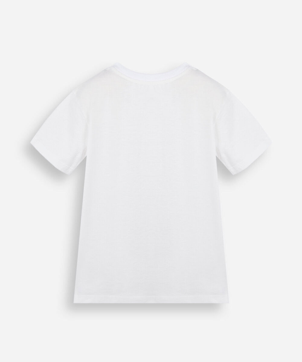 camiseta infantil de algodão estampada off white