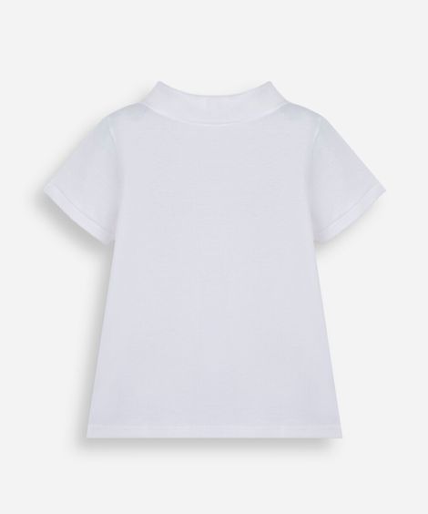 polo infantil de algodão com bordado mickey off white