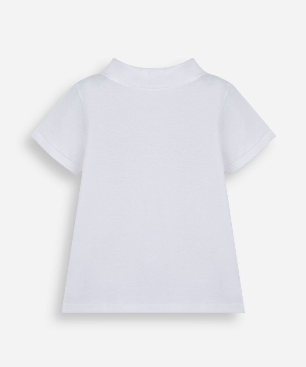 polo infantil de algodão com bordado mickey off white