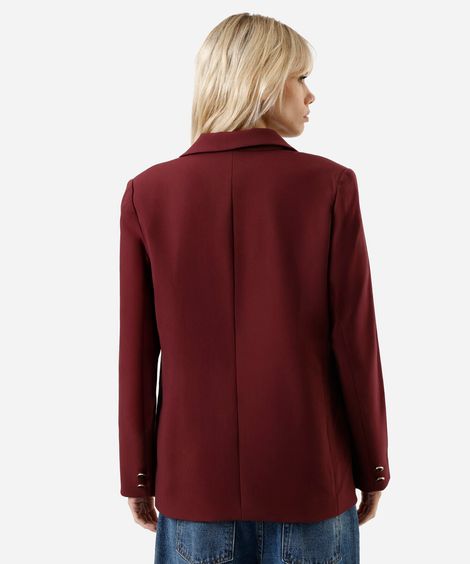 blazer de alfaiataria feminino botões dourados vinho