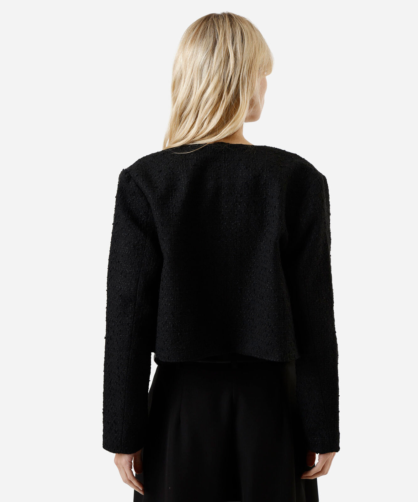 casaco feminino de tweed preto