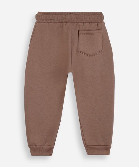 calça jogger infantil de moletom cós com cordão bege
