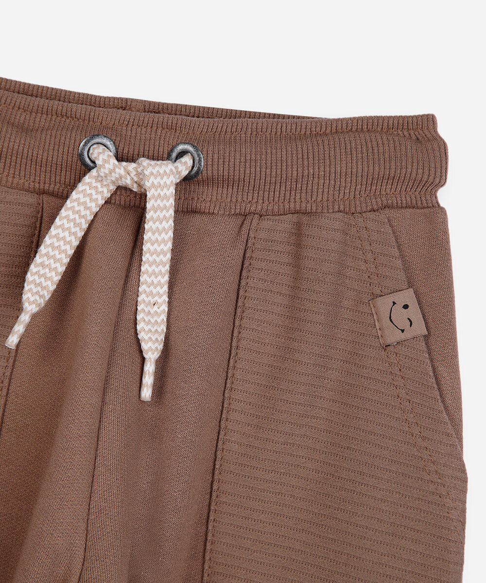 calça jogger infantil de moletom cós com cordão bege