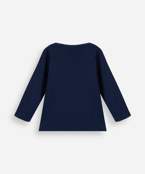 camiseta infantil de algodão manga longa dino  azul