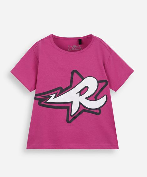 camiseta infantil de algodão dos rosa rosa