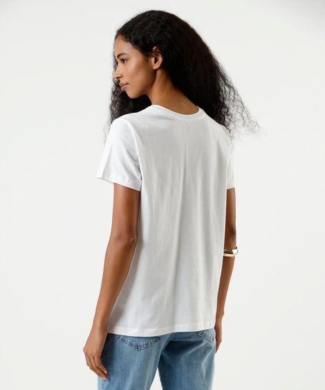 camiseta feminina de algodão estampada off white
