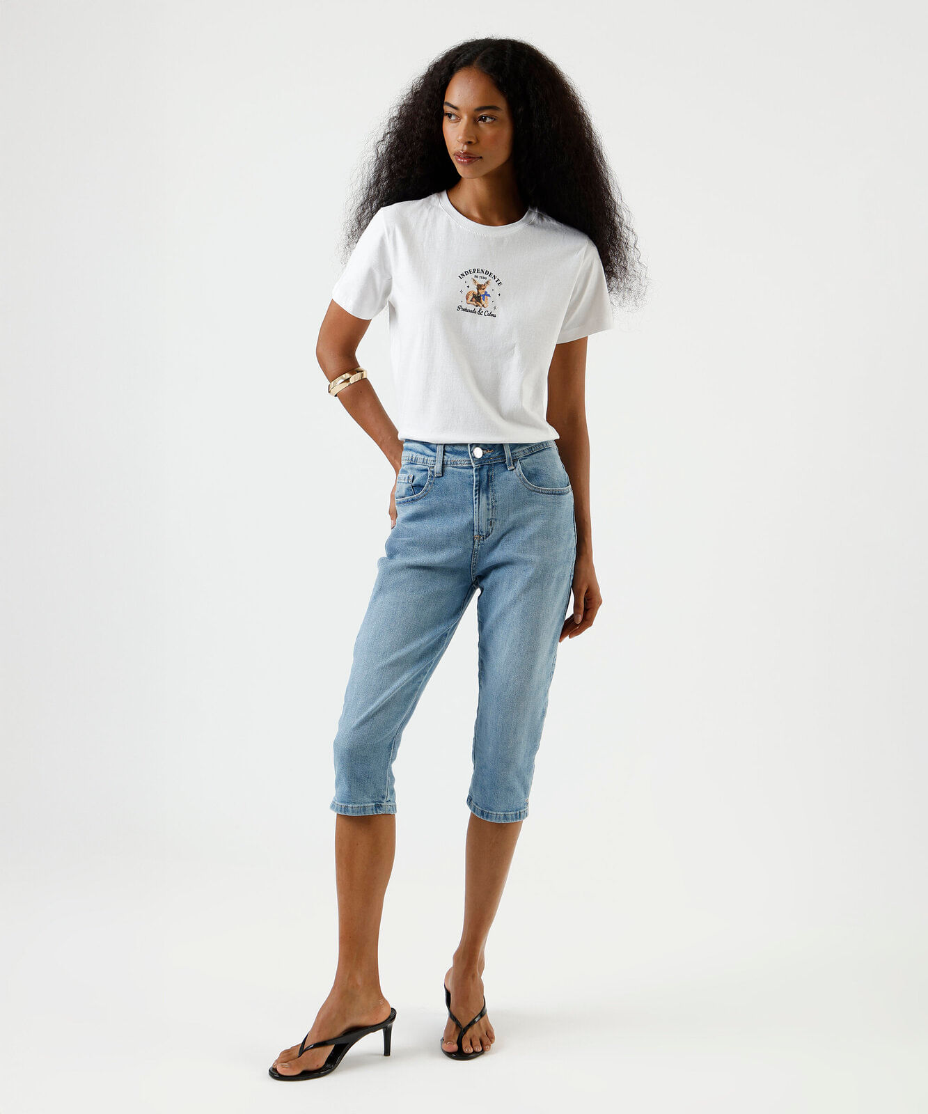 camiseta feminina de algodão estampada off white