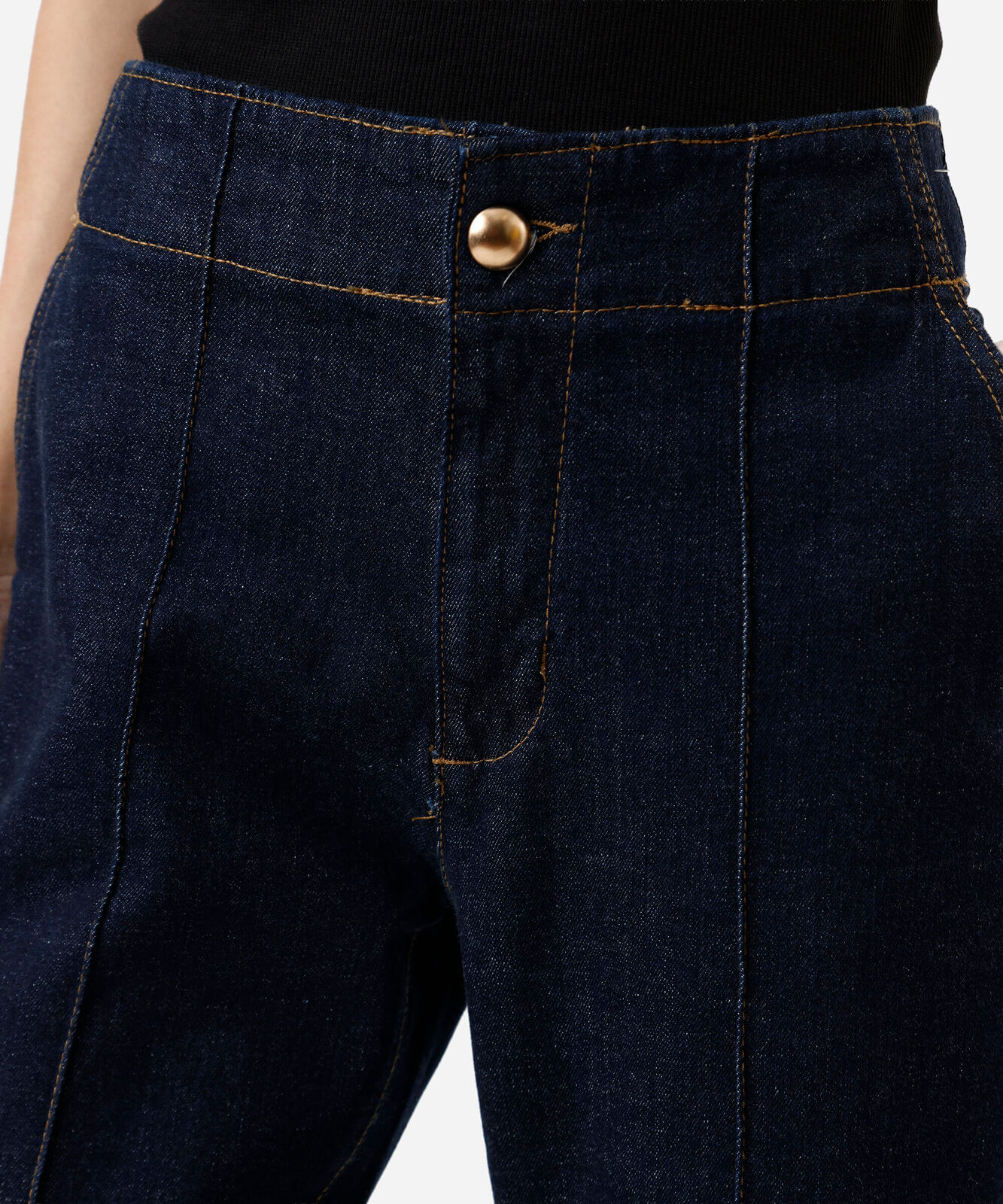 calça flare feminina jeans com nervura cintura alta azul