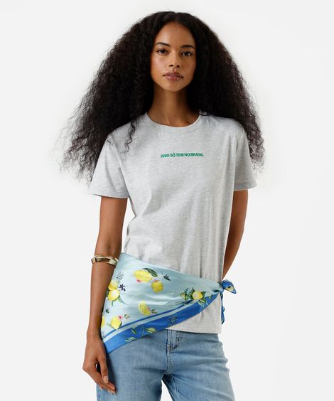 camiseta feminina de algodão brasil cinza