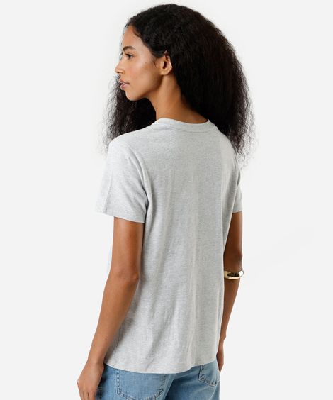 camiseta feminina de algodão brasil cinza