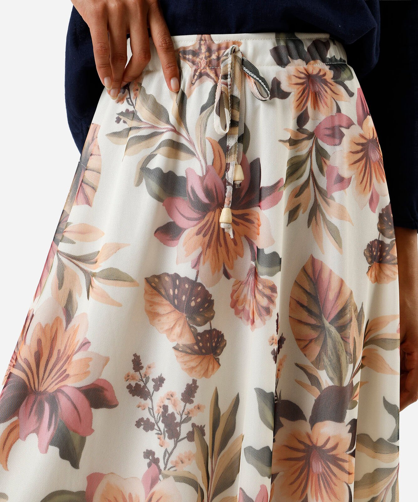 saia midi feminina de tule floral amarela